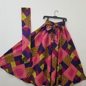 African Print One size fits all Skirt w/head wrap